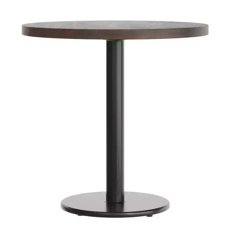 Round Solid Wood Dining Table with Cast Iron Base