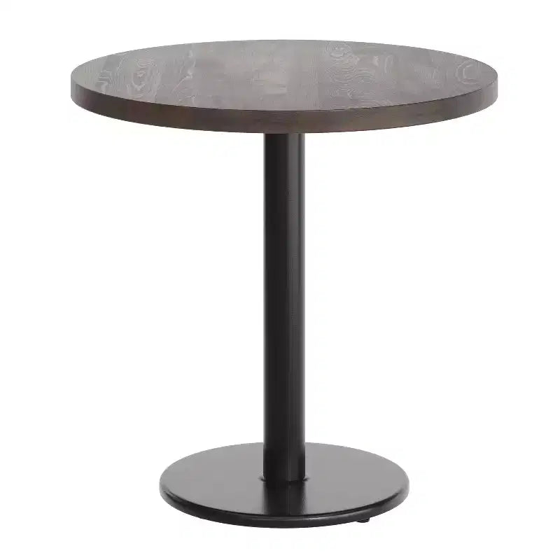 Round Solid Wood Dining Table with Cast Iron Base