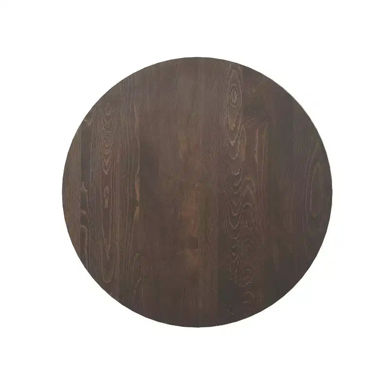 Round Solid Wood Dining Table with Cast Iron Base