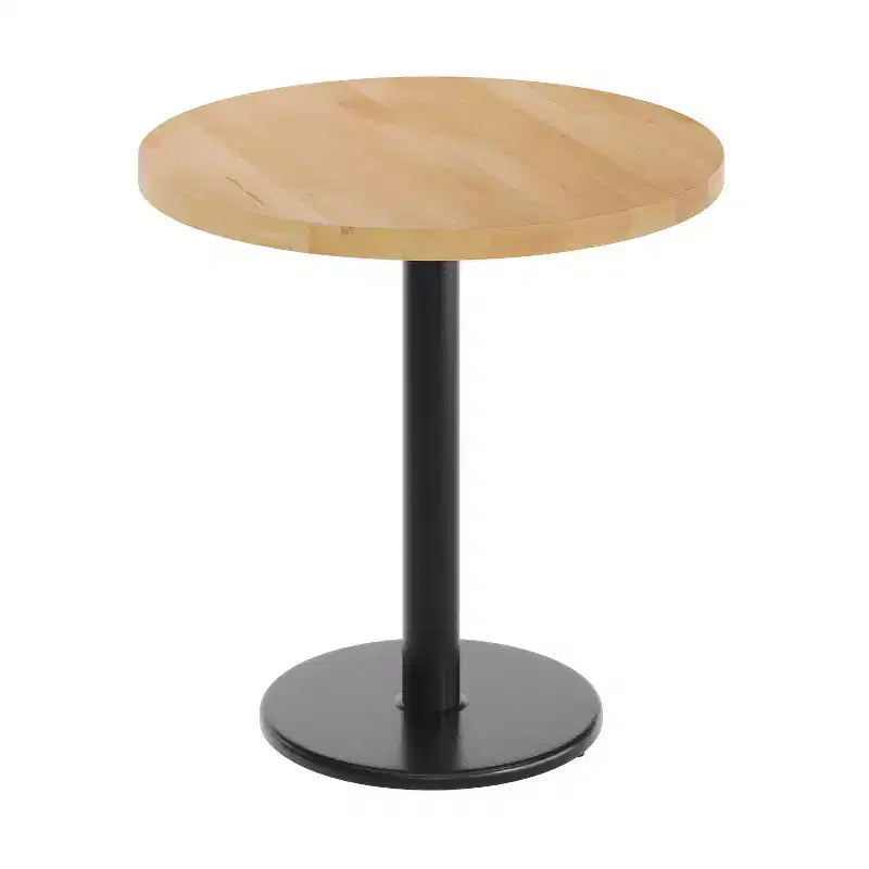 Round Solid Wood Dining Table with Cast Iron Base