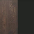 Rectangular Solid Wood Tabletop with Dual Column Dining Height Table Base