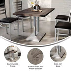 Rectangular Solid Wood Tabletop with Dual Column Dining Height Table Base