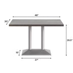 Rectangular Solid Wood Tabletop with Dual Column Dining Height Table Base
