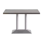 Rectangular Solid Wood Tabletop with Dual Column Dining Height Table Base