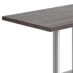 Rectangular Solid Wood Tabletop with Dual Column Dining Height Table Base