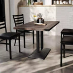 Rectangular Solid Wood Tabletop with Dual Column Dining Height Table Base