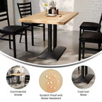 Rectangular Solid Wood Tabletop with Dual Column Dining Height Table Base