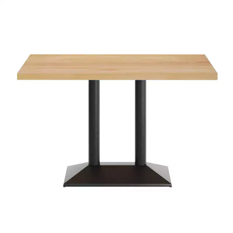 Rectangular Solid Wood Tabletop with Dual Column Dining Height Table Base