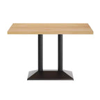 Rectangular Solid Wood Tabletop with Dual Column Dining Height Table Base