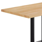 Rectangular Solid Wood Tabletop with Dual Column Dining Height Table Base