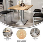 Rectangular Solid Wood Tabletop with Dual Column Dining Height Table Base