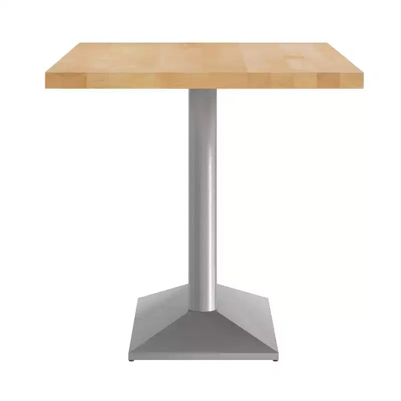 Rectangular Solid Wood Tabletop with Dual Column Dining Height Table Base