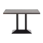 Rectangular Solid Wood Tabletop with Dual Column Dining Height Table Base