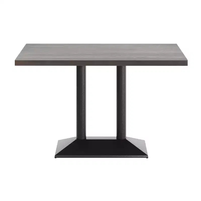 Rectangular Solid Wood Tabletop with Dual Column Dining Height Table Base