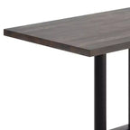 Rectangular Solid Wood Tabletop with Dual Column Dining Height Table Base