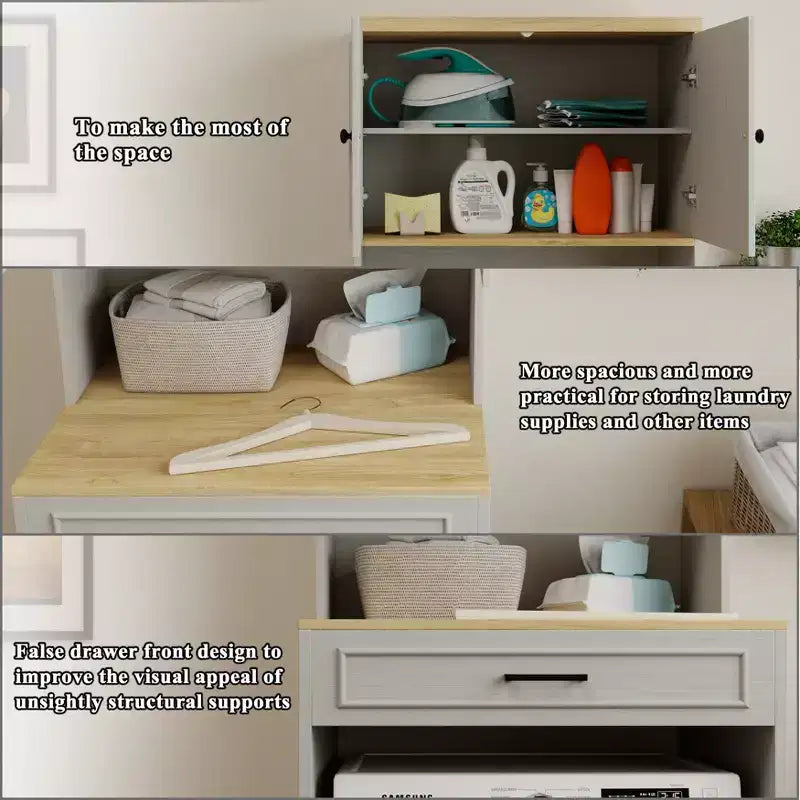 71.65''H Over-the-Washer Storage Cabinet with Adjustable Shelf, Drawer and 2 Doors