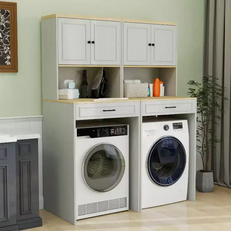71.65''H Over-the-Washer Storage Cabinet with Adjustable Shelf, Drawer and 2 Doors