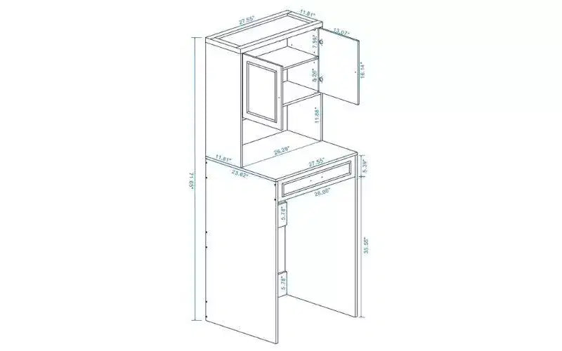71.65''H Over-the-Washer Storage Cabinet with Adjustable Shelf, Drawer and 2 Doors