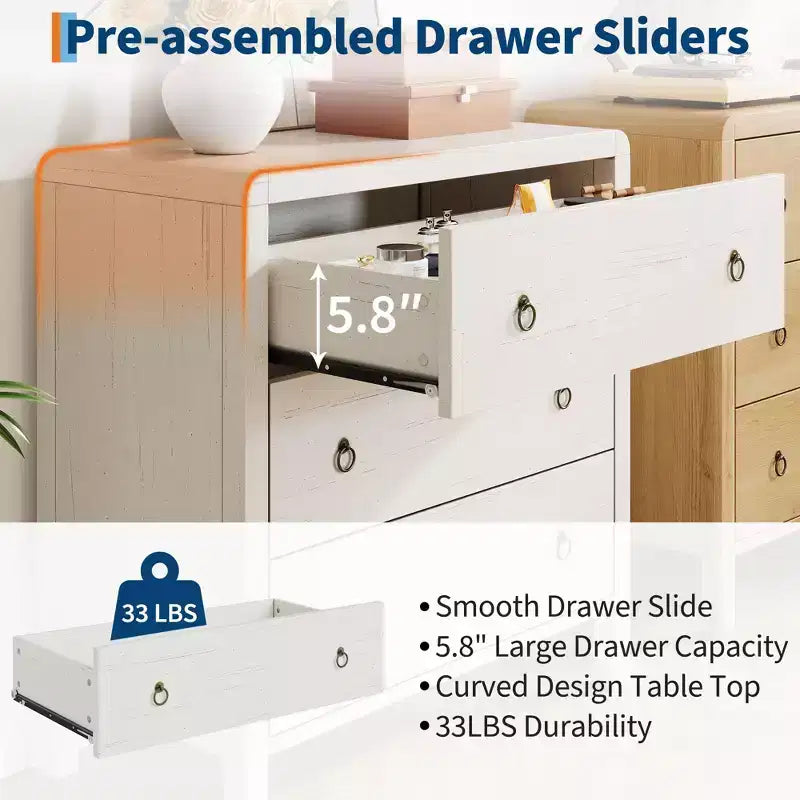 3-Drawer Dresser with Storage – Wood Chest of Drawers for Bedroom, Living Room, or Hallway
