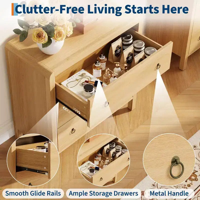 3-Drawer Dresser with Storage – Wood Chest of Drawers for Bedroom, Living Room, or Hallway