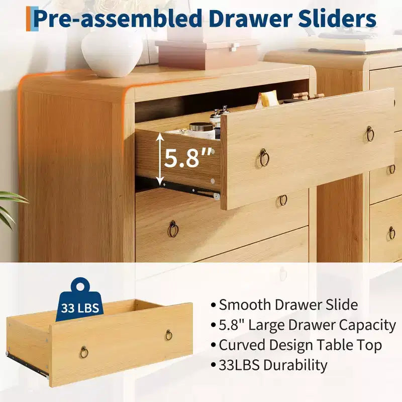 3-Drawer Dresser with Storage – Wood Chest of Drawers for Bedroom, Living Room, or Hallway