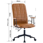 Antique PU Leather Office Chair with High Backrest and Wheels, Ergonomic Swivel Task Chair for Home Office and Living Room
