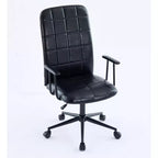 Antique PU Leather Office Chair with High Backrest and Wheels, Ergonomic Swivel Task Chair for Home Office and Living Room