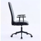 Antique PU Leather Office Chair with High Backrest and Wheels, Ergonomic Swivel Task Chair for Home Office and Living Room