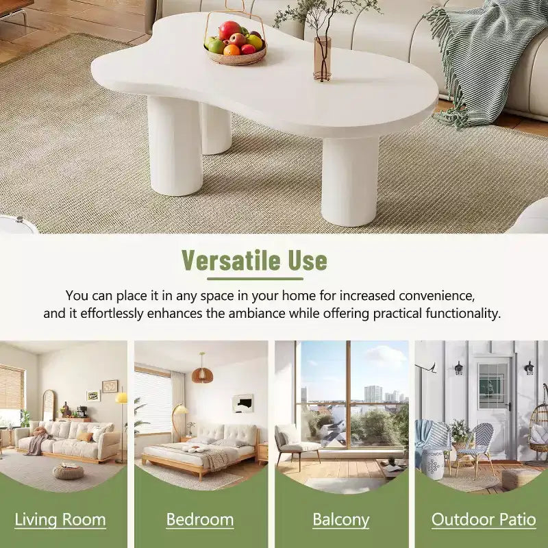 37W Cloud-Shaped Coffee Table with 3 Legs – Irregular Abstract Design for Living Room