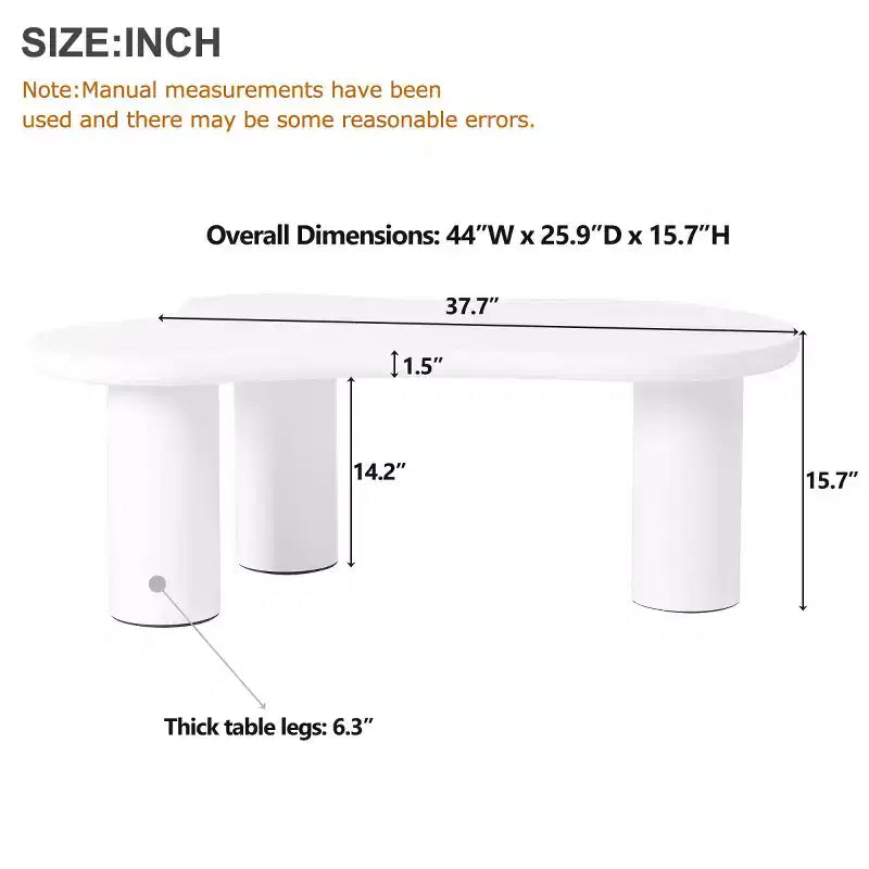 37W Cloud-Shaped Coffee Table with 3 Legs – Irregular Abstract Design for Living Room