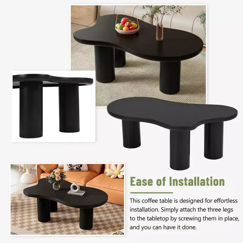 37W Cloud-Shaped Coffee Table with 3 Legs – Irregular Abstract Design for Living Room