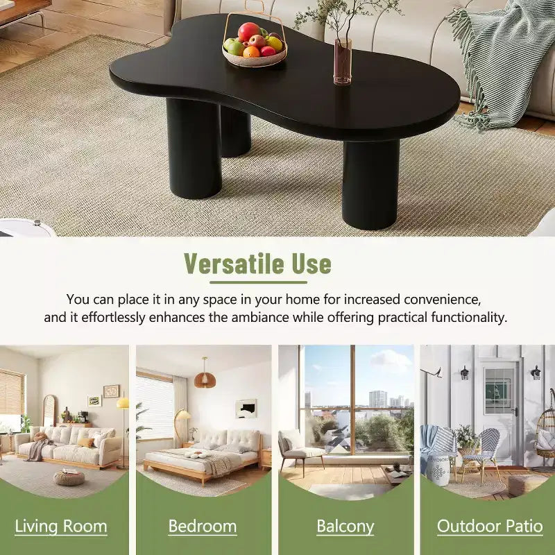 37W Cloud-Shaped Coffee Table with 3 Legs – Irregular Abstract Design for Living Room