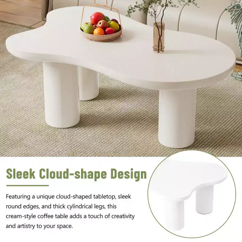 37W Cloud-Shaped Coffee Table with 3 Legs – Irregular Abstract Design for Living Room