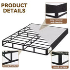 5/9 Inch Queen Metal Box Spring with Round Corners - Heavy Duty Mattress Foundation with Steel Slats, Noise-Free, Easy Assembly, Black