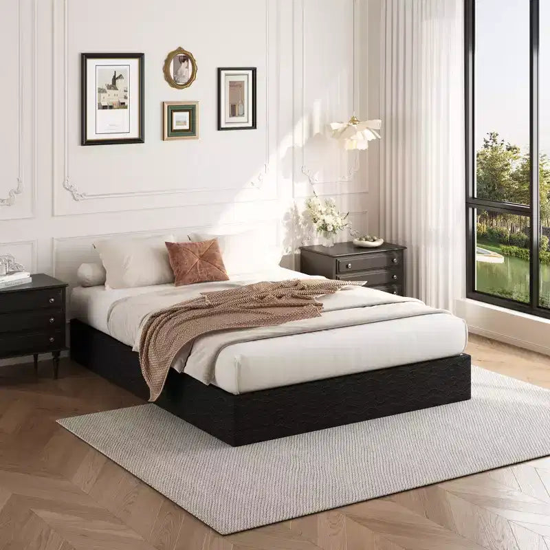 5/9 Inch Queen Metal Box Spring with Round Corners - Heavy Duty Mattress Foundation with Steel Slats, Noise-Free, Easy Assembly, Black