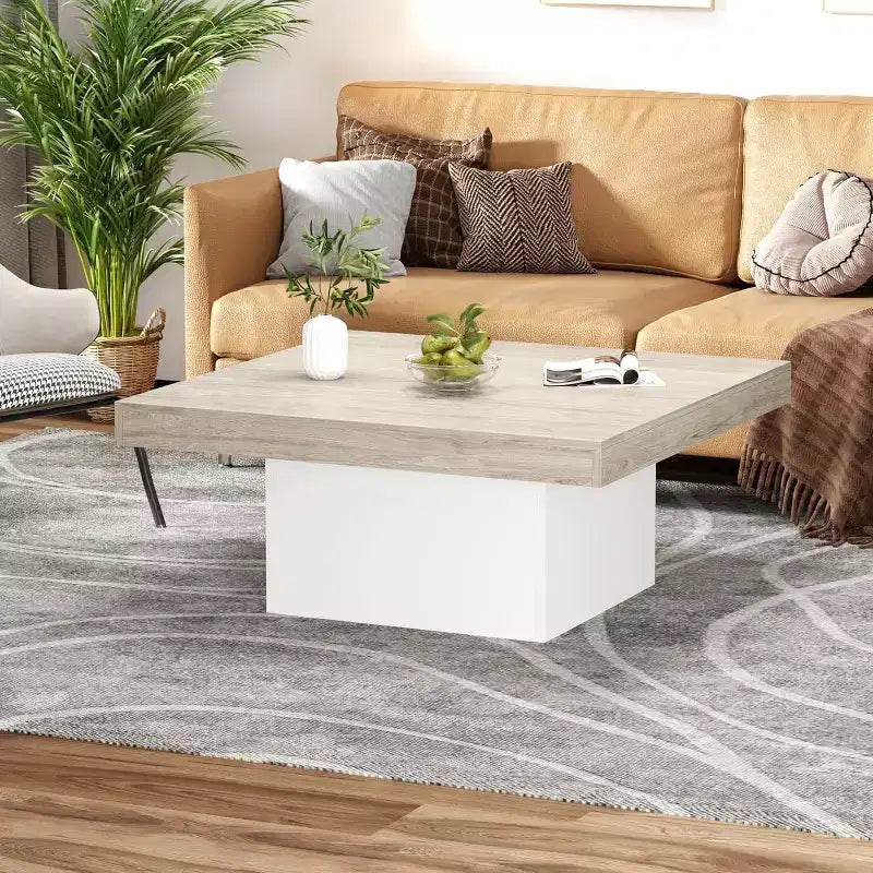 Square Coffee Table with Form Base, 35.4 inch, Gray