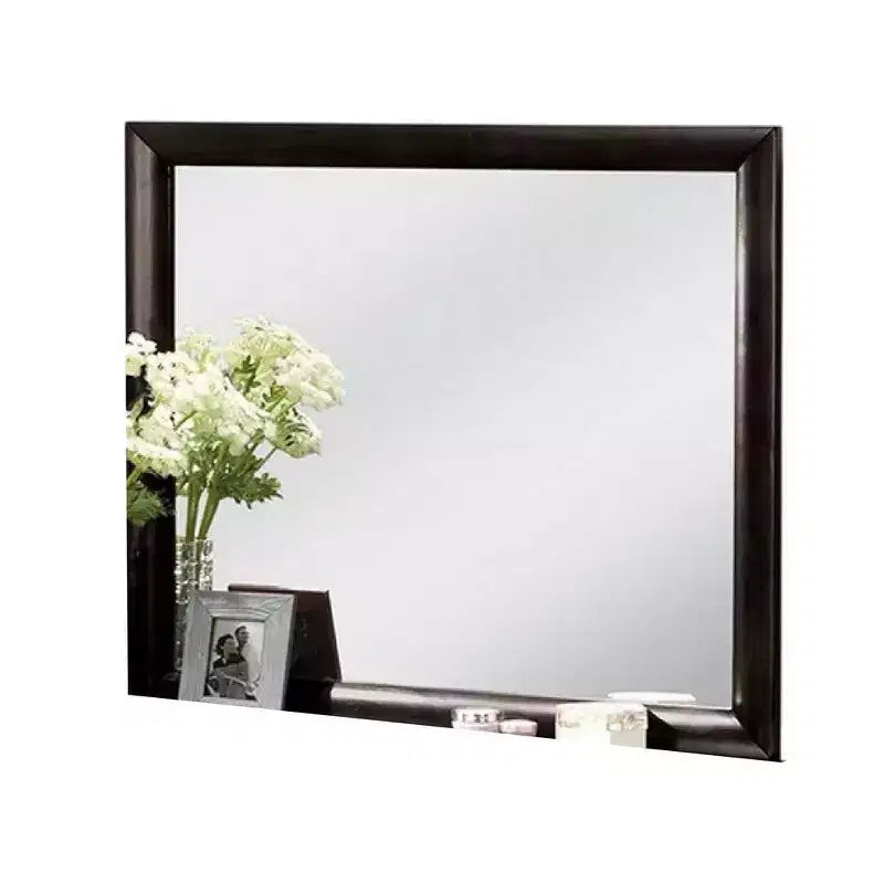 Dresser Vanity Mirror, 40 Inch Modern Black Wood Frame