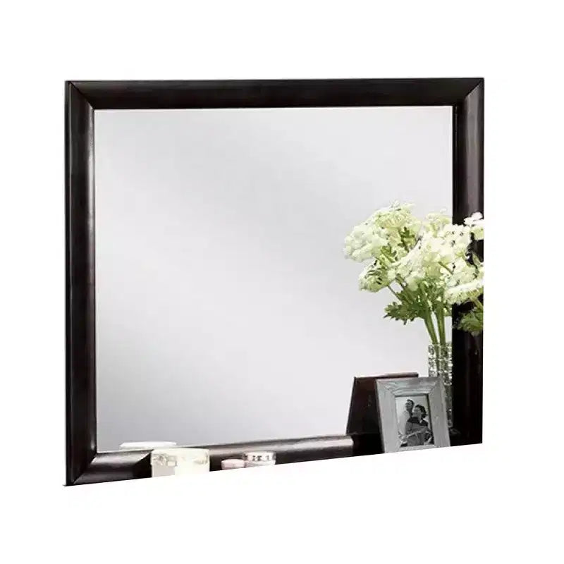 Dresser Vanity Mirror, 40 Inch Modern Black Wood Frame