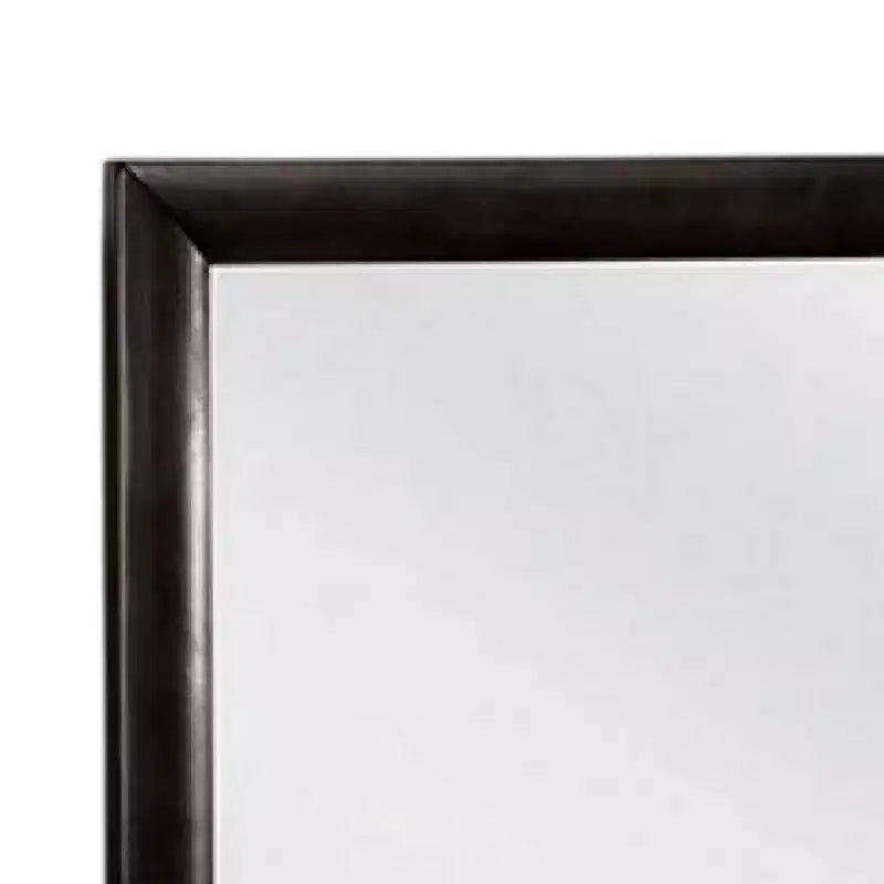 Dresser Vanity Mirror, 40 Inch Modern Black Wood Frame