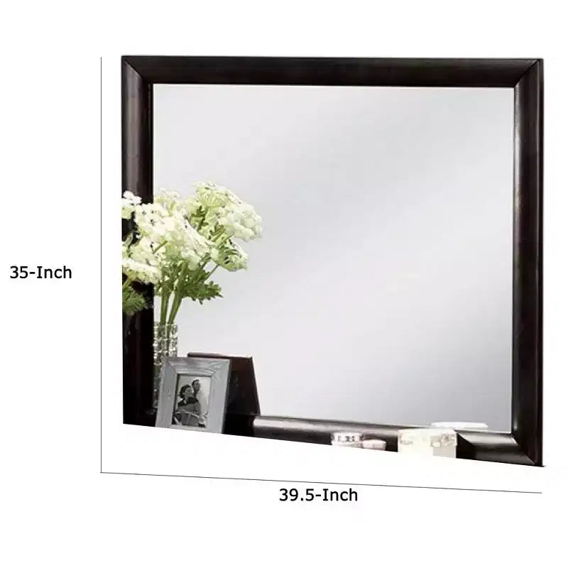 Dresser Vanity Mirror, 40 Inch Modern Black Wood Frame