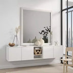 Dresser Vanity Mirror, 39 Inch, White Wood Frame