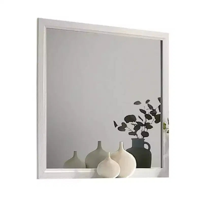 Dresser Vanity Mirror, 39 Inch, White Wood Frame