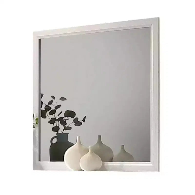 Dresser Vanity Mirror, 39 Inch, White Wood Frame