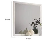 Dresser Vanity Mirror, 39 Inch, White Wood Frame