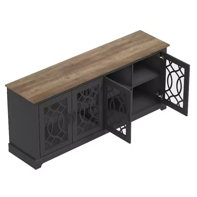 TV Stand with Cutout Doors and Adjustable Shelves 68.2"W x 17.2"D x 29.3"H