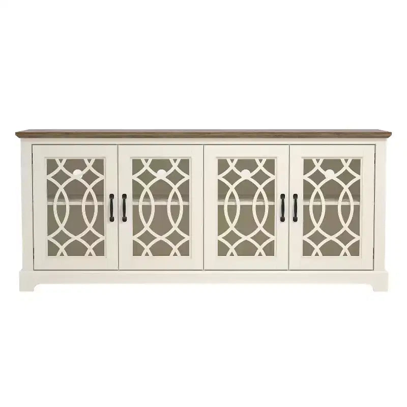 TV Stand with Cutout Doors and Adjustable Shelves 68.2"W x 17.2"D x 29.3"H
