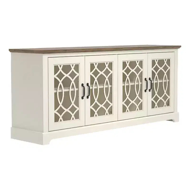 TV Stand with Cutout Doors and Adjustable Shelves 68.2"W x 17.2"D x 29.3"H