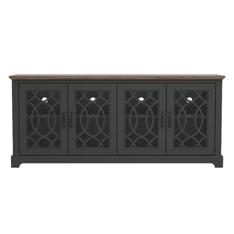 TV Stand with Cutout Doors and Adjustable Shelves 68.2"W x 17.2"D x 29.3"H