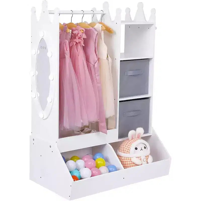 Kids Dress-Up Storage Wardrobe with Mirror