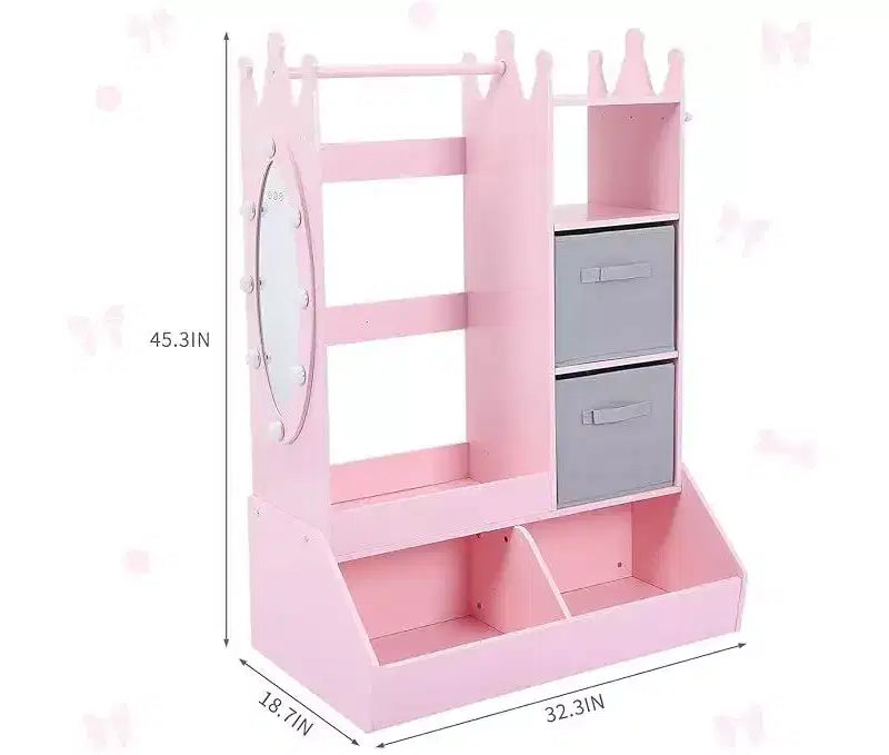 Kids Dress-Up Storage Wardrobe with Mirror